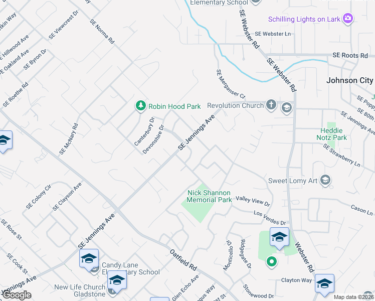 map of restaurants, bars, coffee shops, grocery stores, and more near 16615 Churchill Drive in Gladstone