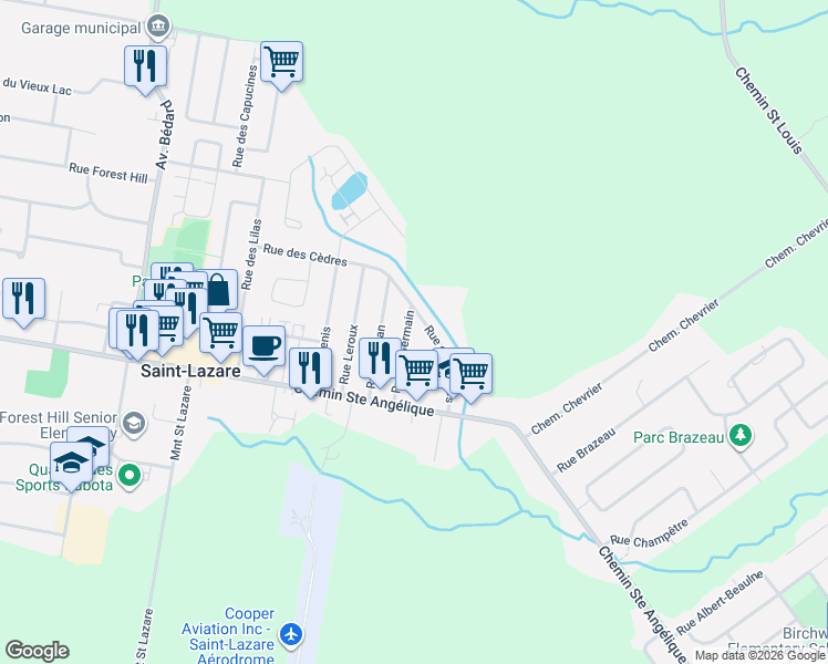 map of restaurants, bars, coffee shops, grocery stores, and more near 1579 Rue Saint Germain in Saint-Lazare