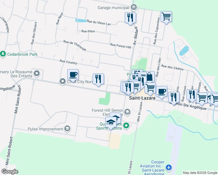 map of restaurants, bars, coffee shops, grocery stores, and more near 1510 Rue Charles Goulet in Saint-Lazare