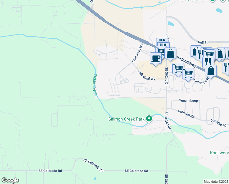 map of restaurants, bars, coffee shops, grocery stores, and more near 16834 Chula Vista Avenue in Sandy