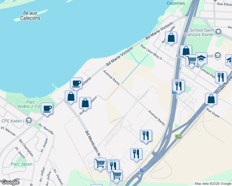 map of restaurants, bars, coffee shops, grocery stores, and more near 160 Avenue d'Iberia in Candiac