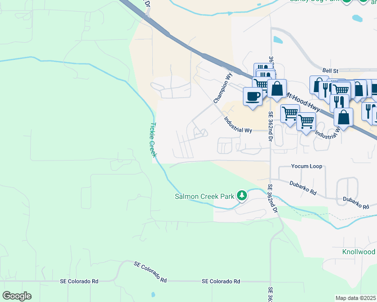 map of restaurants, bars, coffee shops, grocery stores, and more near 16855 Champion Way in Sandy