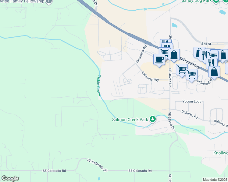 map of restaurants, bars, coffee shops, grocery stores, and more near 16817 Chula Vista Avenue in Sandy