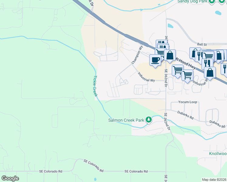 map of restaurants, bars, coffee shops, grocery stores, and more near 16855 Champion Way in Sandy