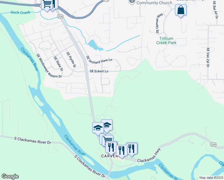 map of restaurants, bars, coffee shops, grocery stores, and more near 16053 Southeast Tallina Drive in Damascus