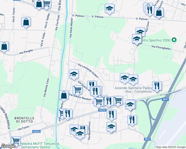 map of restaurants, bars, coffee shops, grocery stores, and more near 3 Via Camillo Flammarion in Padova