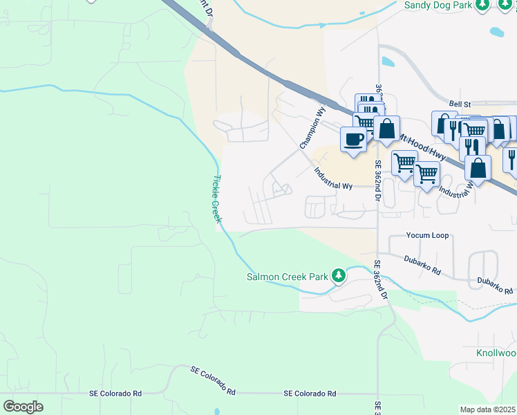 map of restaurants, bars, coffee shops, grocery stores, and more near 16855 Champion Way in Sandy