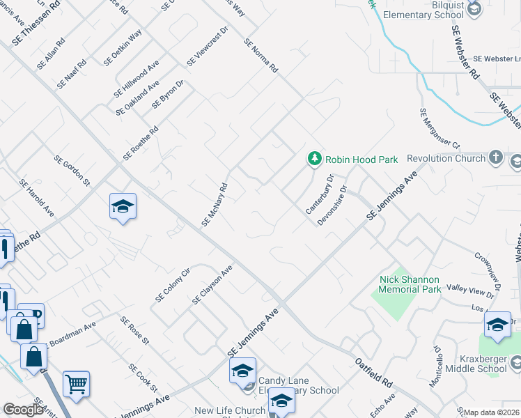 map of restaurants, bars, coffee shops, grocery stores, and more near 16420 Chessington Court in Gladstone