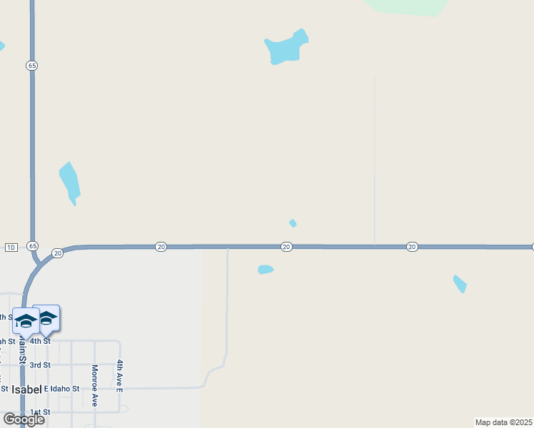 map of restaurants, bars, coffee shops, grocery stores, and more near 23367 South Dakota 20 in Isabel