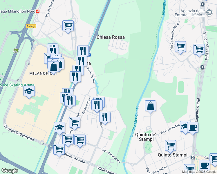 map of restaurants, bars, coffee shops, grocery stores, and more near 1 Viale Alberelle in Milan