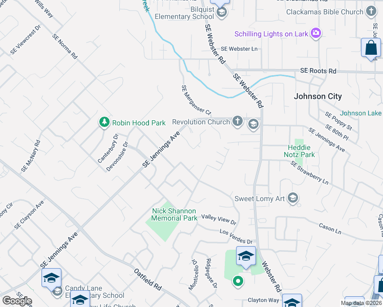 map of restaurants, bars, coffee shops, grocery stores, and more near 16705 Southeast Kingsridge Court in Milwaukie