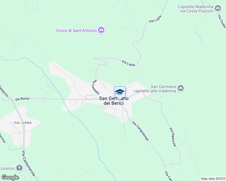 map of restaurants, bars, coffee shops, grocery stores, and more near 17 Via Castello in San Germano dei Berici