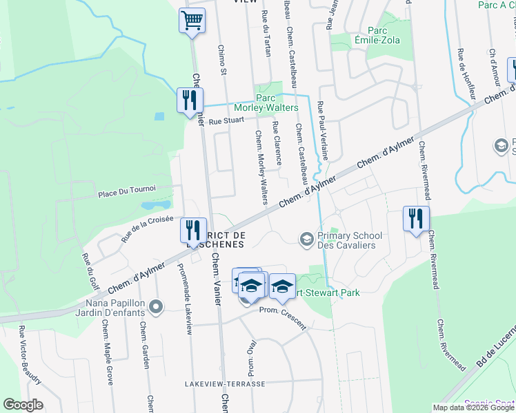 map of restaurants, bars, coffee shops, grocery stores, and more near in Gatineau