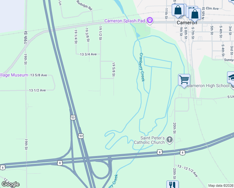 map of restaurants, bars, coffee shops, grocery stores, and more near 1351 19 5/8 Street in Cameron