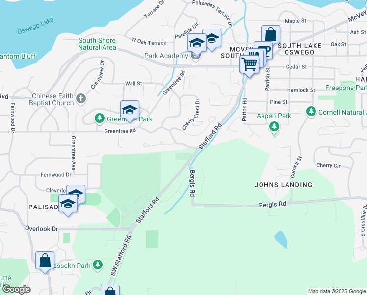 map of restaurants, bars, coffee shops, grocery stores, and more near 656 Sunny Hill Drive in Lake Oswego