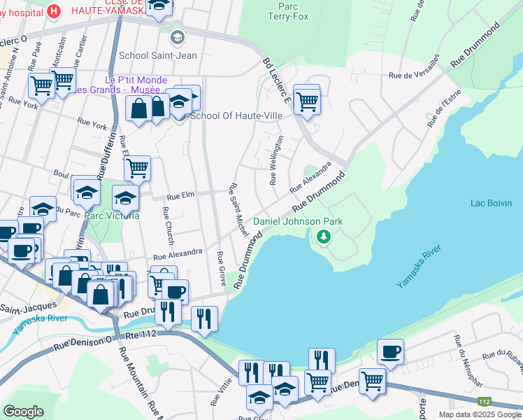 map of restaurants, bars, coffee shops, grocery stores, and more near 157 Rue Alexandra in Granby