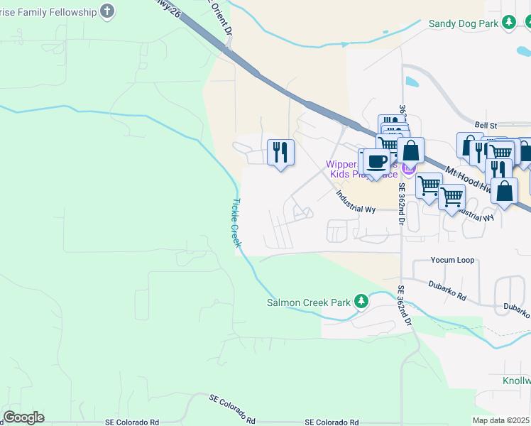 map of restaurants, bars, coffee shops, grocery stores, and more near 16739 Chula Vista Avenue in Sandy