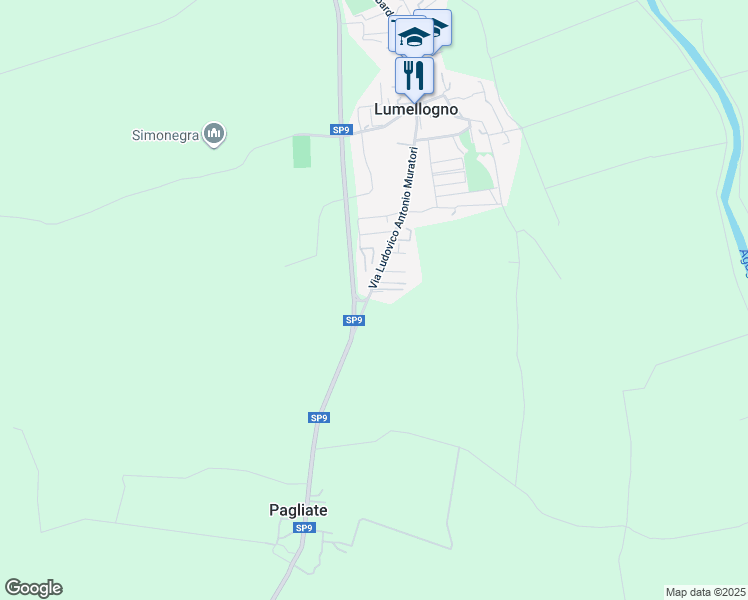 map of restaurants, bars, coffee shops, grocery stores, and more near 161 Via Ludovico Antonio Muratori in Lumellogno