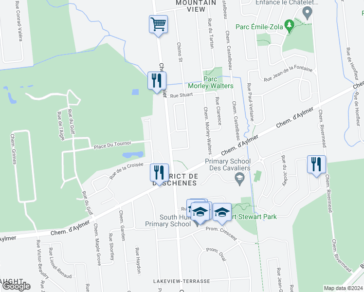 map of restaurants, bars, coffee shops, grocery stores, and more near 25 Rue Arthur-Graveline in Gatineau