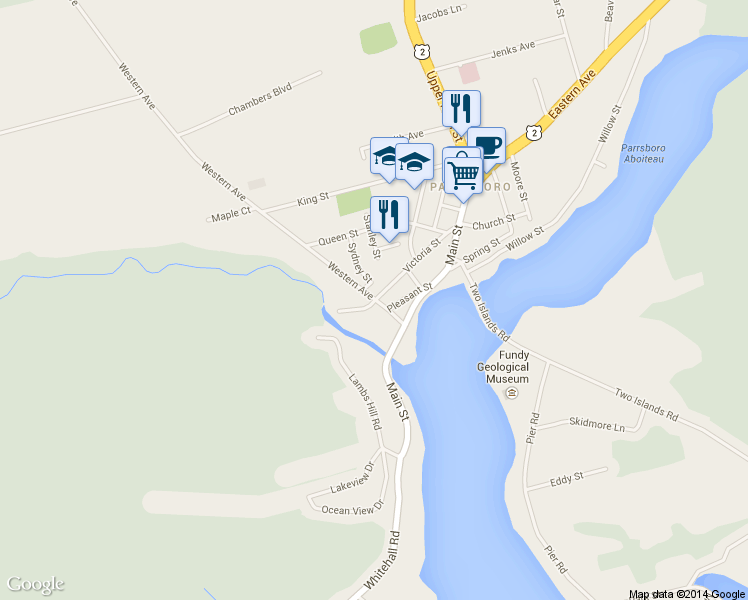 map of restaurants, bars, coffee shops, grocery stores, and more near 2388 Western Avenue in Parrsboro