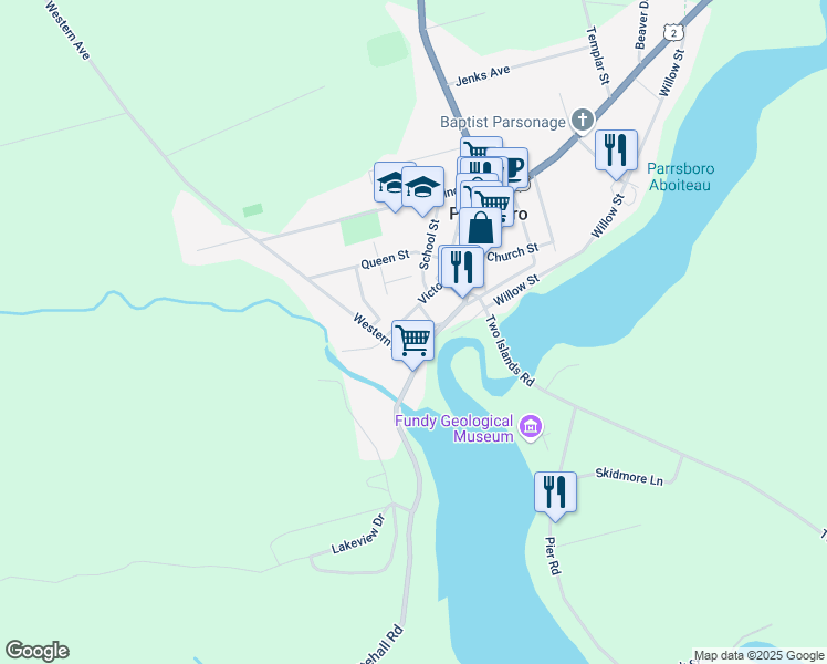 map of restaurants, bars, coffee shops, grocery stores, and more near 33 Pleasant Street in Parrsboro