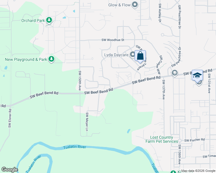 map of restaurants, bars, coffee shops, grocery stores, and more near 16223 Southwest 146th Avenue in Portland
