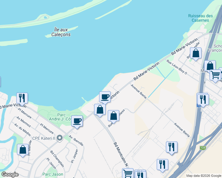 map of restaurants, bars, coffee shops, grocery stores, and more near 5 Rue Lamartine in Candiac