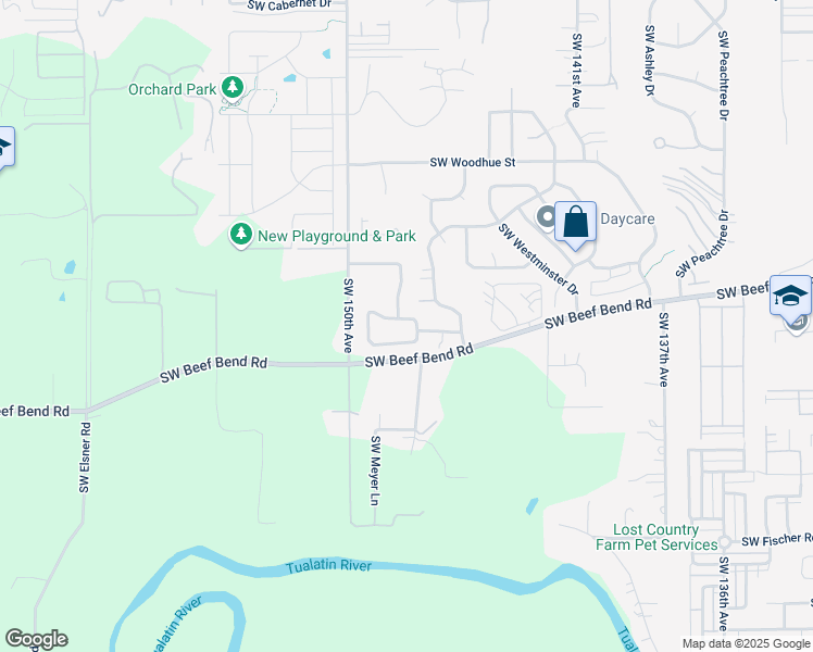 map of restaurants, bars, coffee shops, grocery stores, and more near 14725 Southwest Rosario Lane in Portland