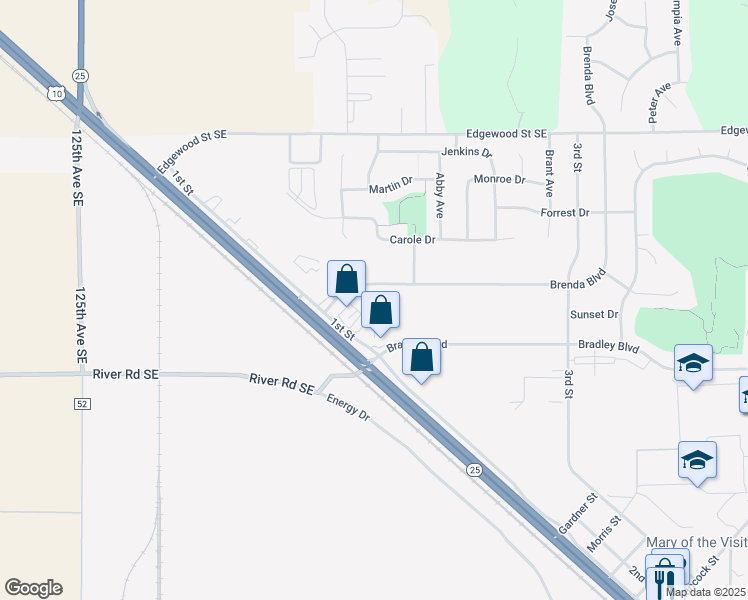 map of restaurants, bars, coffee shops, grocery stores, and more near 13100 Brenda Boulevard in Becker