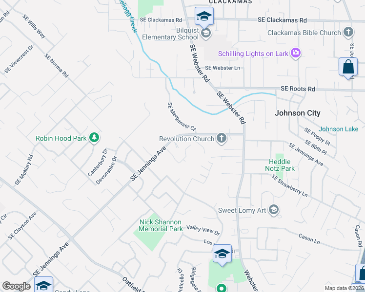 map of restaurants, bars, coffee shops, grocery stores, and more near 7117 Southeast Pamrick Lane in Milwaukie