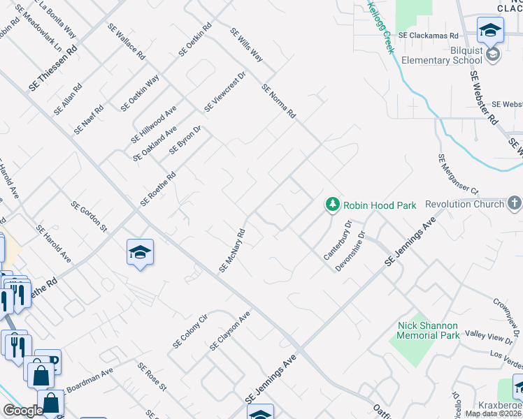 map of restaurants, bars, coffee shops, grocery stores, and more near 16511 Anna Eve Dr in Milwaukie