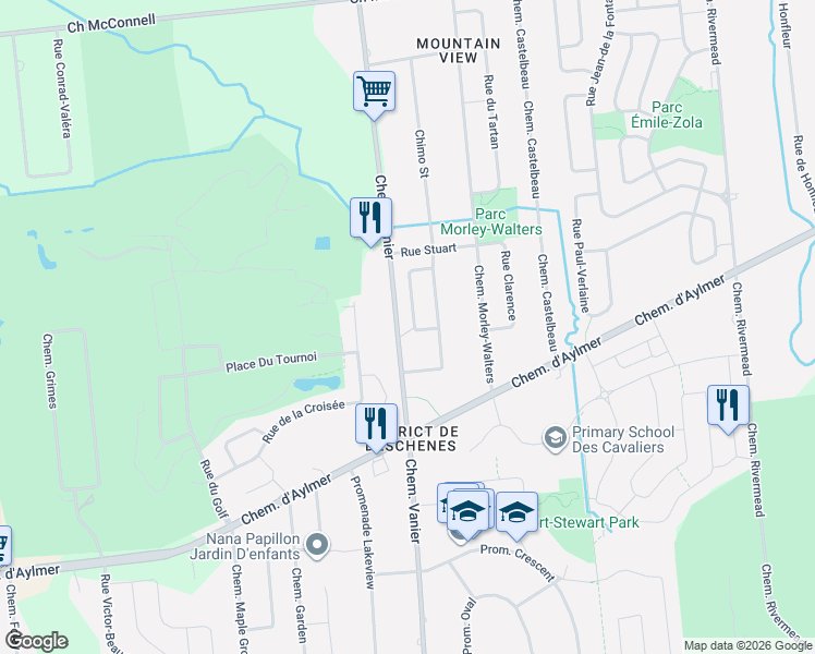 map of restaurants, bars, coffee shops, grocery stores, and more near 30 Rue Georges-Lebel in Gatineau