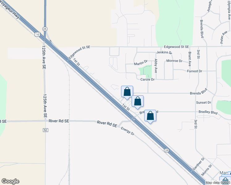 map of restaurants, bars, coffee shops, grocery stores, and more near 12926 1st Street in Becker