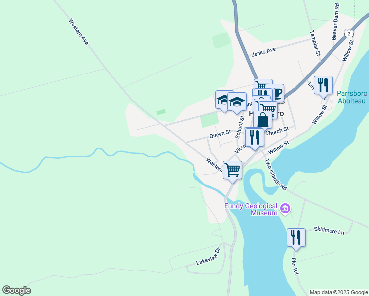 map of restaurants, bars, coffee shops, grocery stores, and more near 2290 Western Avenue in Parrsboro