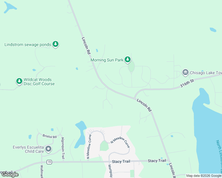 map of restaurants, bars, coffee shops, grocery stores, and more near 31555 Lincoln Road in Lindstrom