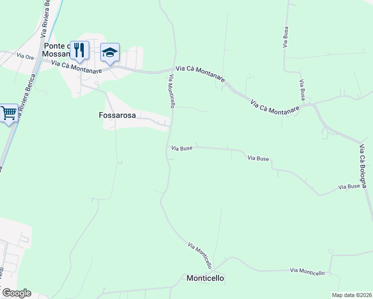 map of restaurants, bars, coffee shops, grocery stores, and more near 4 Via Buse in Provincia di Vicenza