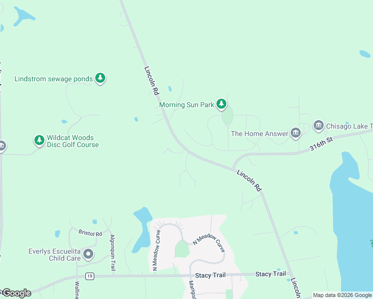 map of restaurants, bars, coffee shops, grocery stores, and more near County Highway 14 in Lindstrom