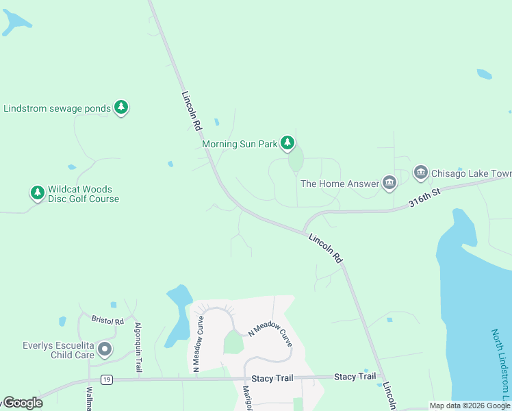 map of restaurants, bars, coffee shops, grocery stores, and more near 31710 County Highway 14 in Lindstrom