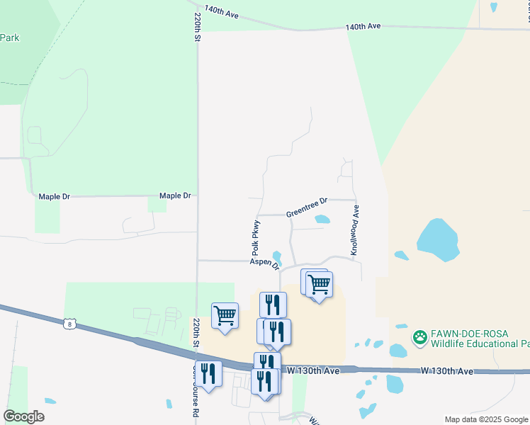 map of restaurants, bars, coffee shops, grocery stores, and more near 1270 Green Tree Drive in Saint Croix Falls