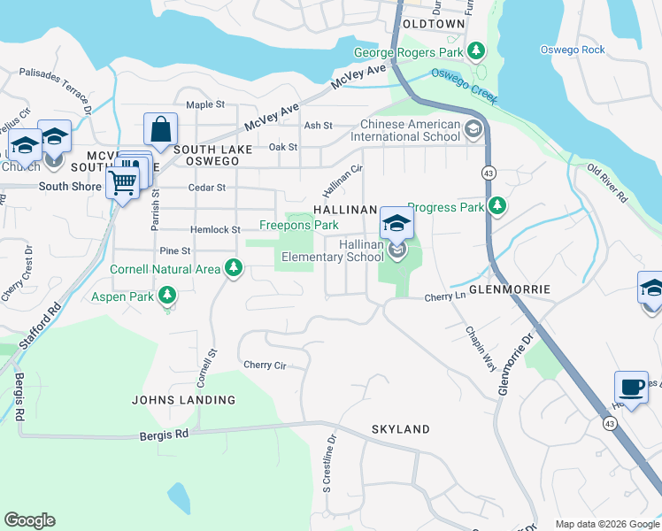 map of restaurants, bars, coffee shops, grocery stores, and more near 1565 Meadows Drive in Lake Oswego
