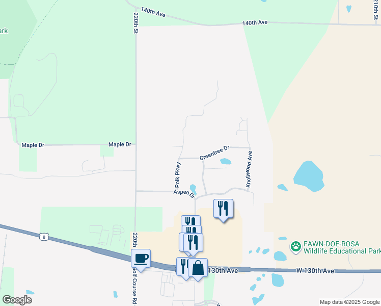 map of restaurants, bars, coffee shops, grocery stores, and more near 421 Woodale Avenue in Saint Croix Falls