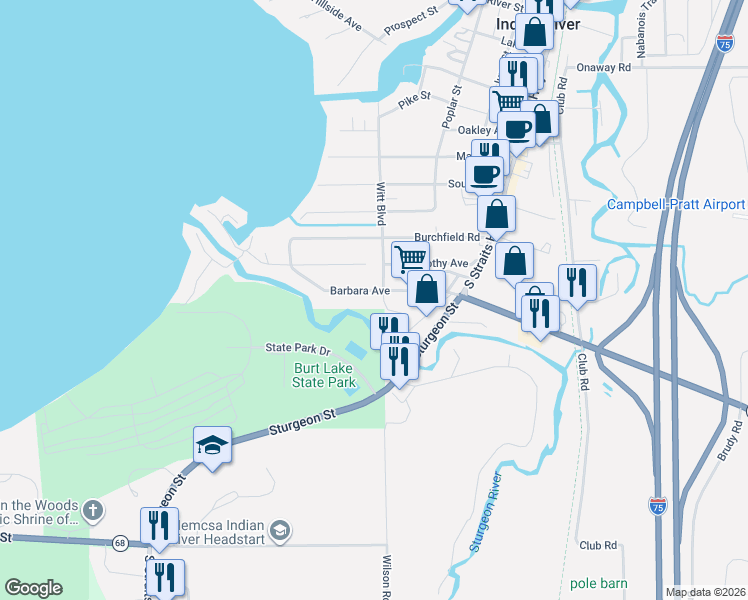 map of restaurants, bars, coffee shops, grocery stores, and more near 6587 Barbara Avenue in Indian River