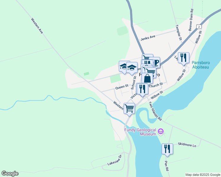 map of restaurants, bars, coffee shops, grocery stores, and more near 2319 Western Avenue in Parrsboro