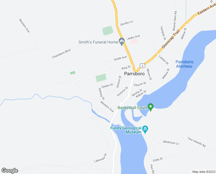 map of restaurants, bars, coffee shops, grocery stores, and more near 100 Queen Street in Parrsboro