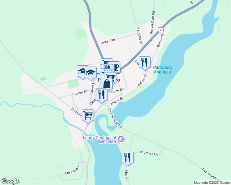 map of restaurants, bars, coffee shops, grocery stores, and more near 44 Church Street in Parrsboro
