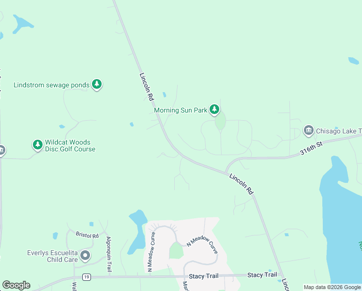 map of restaurants, bars, coffee shops, grocery stores, and more near 31555 Lincoln Road in Lindstrom