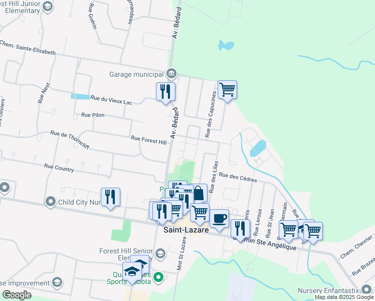 map of restaurants, bars, coffee shops, grocery stores, and more near 1715 Rue du Tournesol in Saint-Lazare