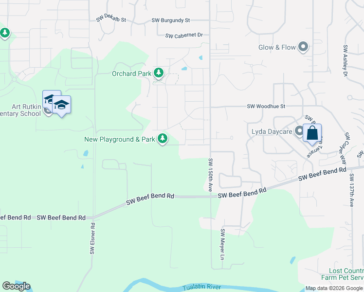map of restaurants, bars, coffee shops, grocery stores, and more near 15915 Southwest Bluewater Terrace in Tigard