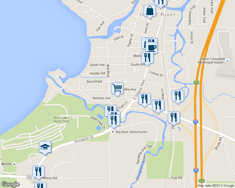 map of restaurants, bars, coffee shops, grocery stores, and more near 6406 Barbara Avenue in Indian River