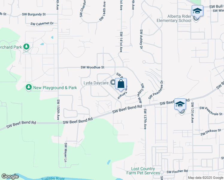 map of restaurants, bars, coffee shops, grocery stores, and more near 15915 Southwest Hampshire Terrace in Tigard